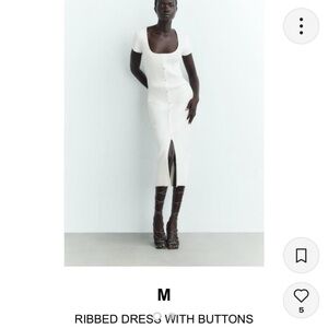 white button down ribbed midi dress